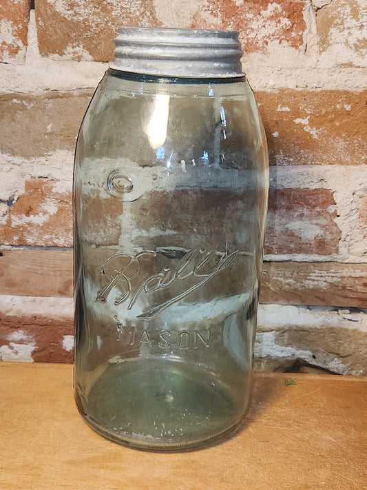 Antique 1/2 Gallon Jar Ball Mason Cornflower Blue 1900-1910 AS IS Chip jar76