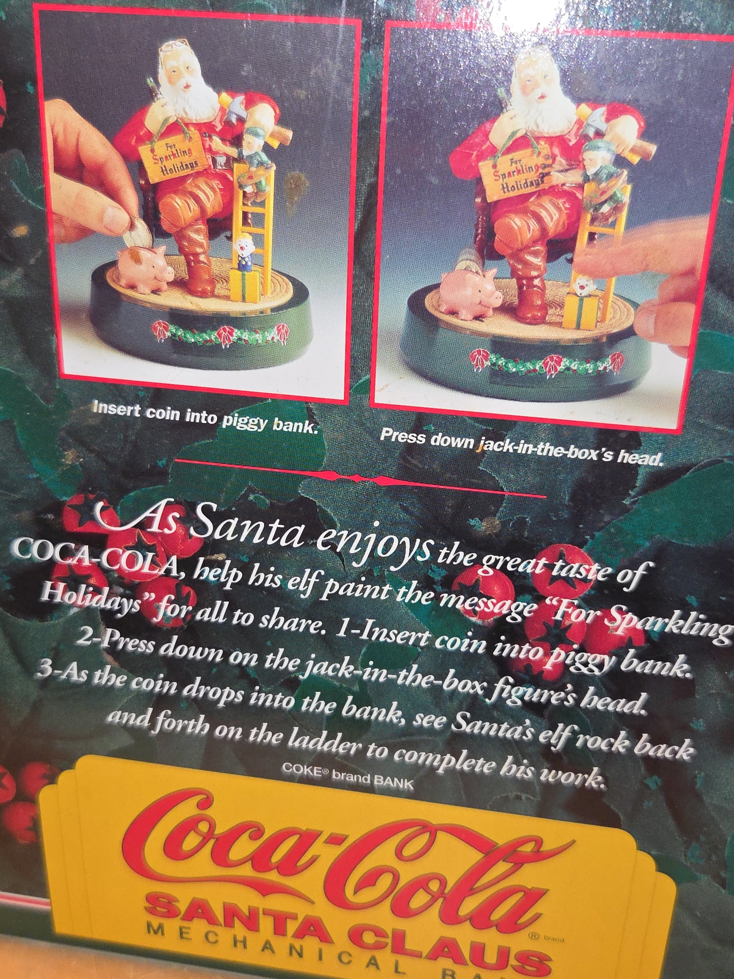 Vintage Coca-Cola Ertl Santa Claus Mechanical Christmas Coin Bank 2nd in Series Coke 1995 scb2