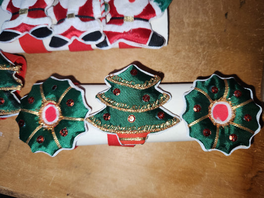 Vintage Fabric Santa Napkin Rings Set of 15 chr551
