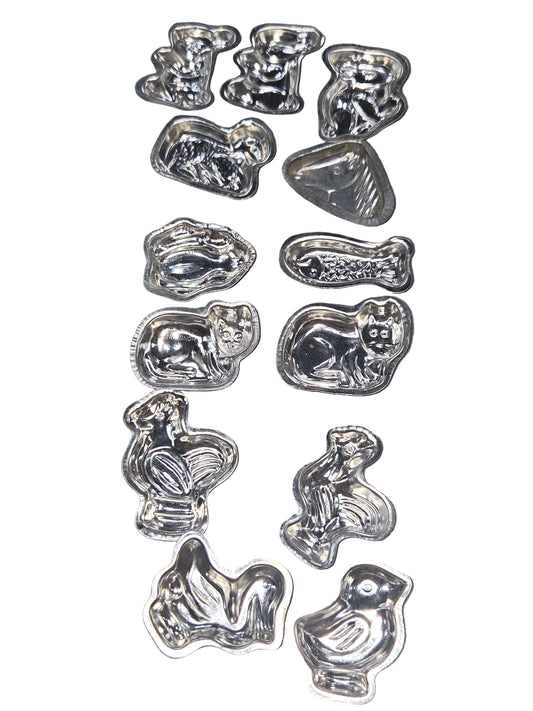 Vintage Animal Mold Chocolate Butter Candy Set of 13 Cat Fish Horse Bunny Frog Sheep Chicken Pelican vm56