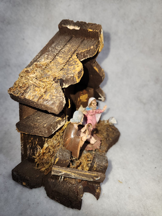 Vintage Italian Small Nativity Set. Mary, Joseph, Jesus, Sheep, Creche ns77