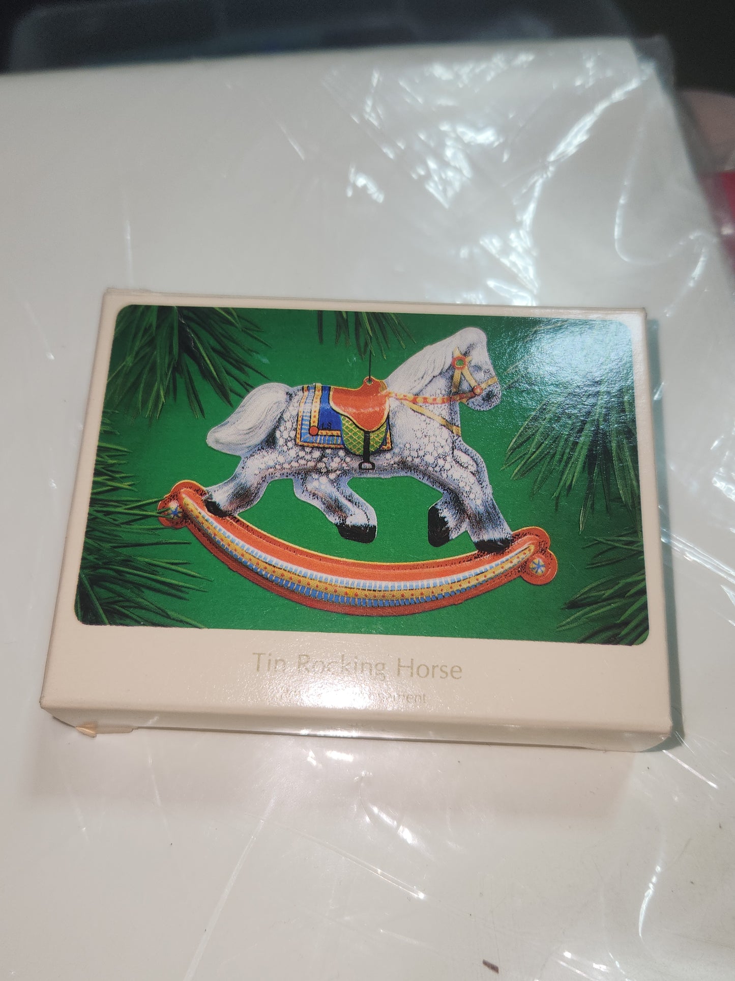 Vintage Hallmark Keepsake Ornament Pressed Tin Rocking Horse 1983