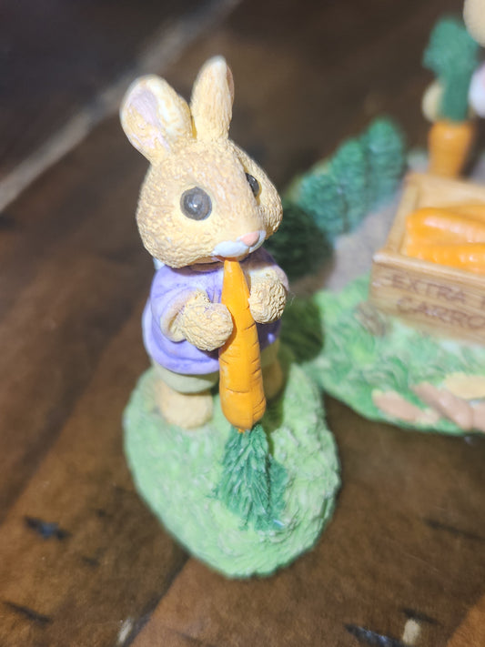 Vintage Hallmark Keepsake Ornament Bumper Crop Bunny Spring Carrots Set of 3 1996 NO BOX Ho01