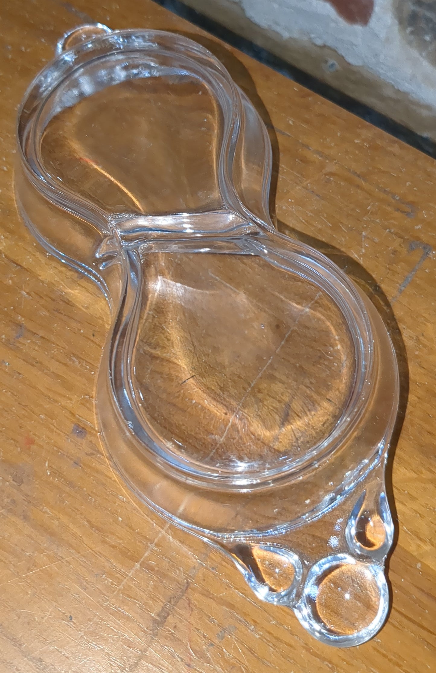 VIntage Glass Oval Divided Pickle Relish Tray Tidbit trinket Figure 8 Design gl7