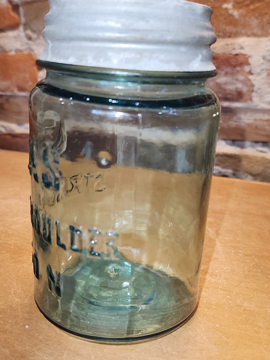 Vintage Atlas Strong Shoulder Mason Clear Glass Pint Jar with Atlas Zinc Lid jar99