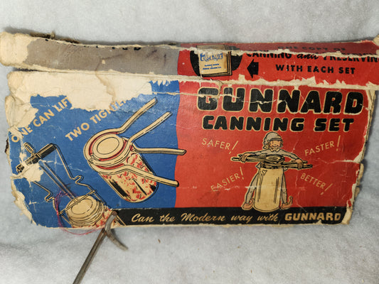 Vintage Gunnard Canning Set with box jar holder jat opener and Jar lifter kit793