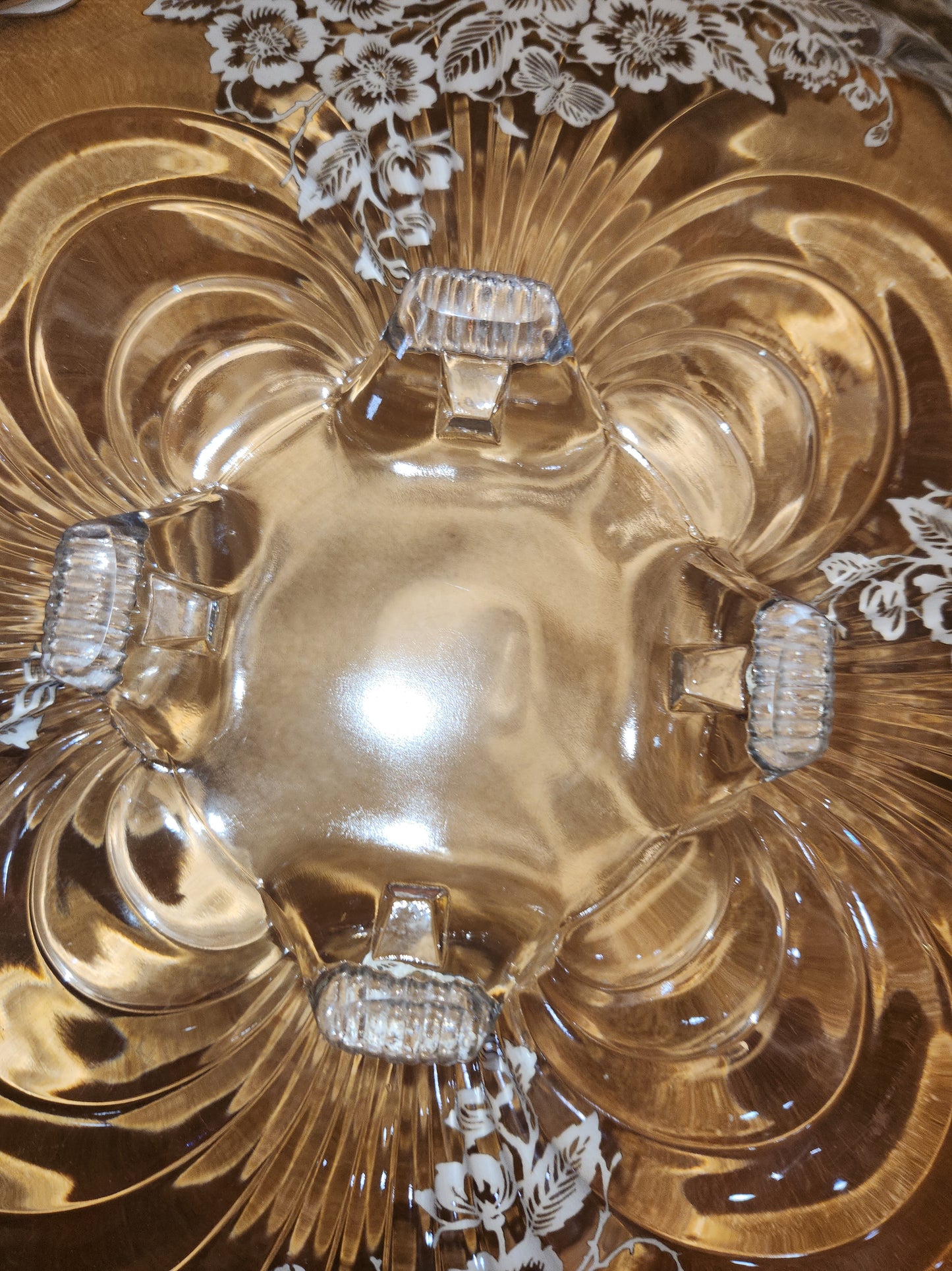 Vintage Cambridge Glass Company Footed Glass Platter with Caprice Pattern With Silver Overlay by Silver City gp8