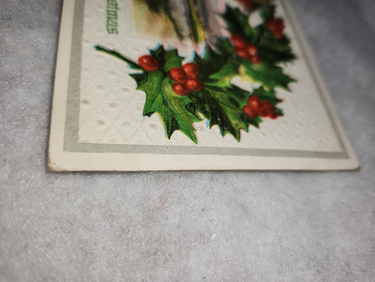Antique Vintage Embossed Postcard A Merry Christmas postmarked 1911