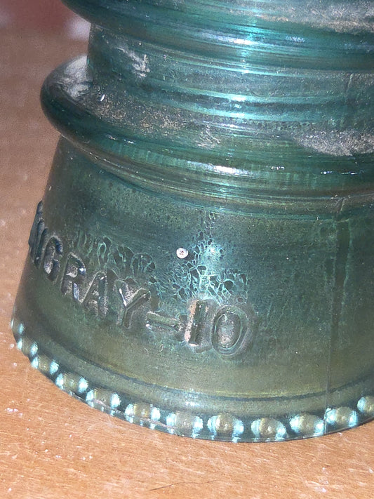 Vintage Insulator Hemingray 10 Teal Glass Made in U.S.A. H610t