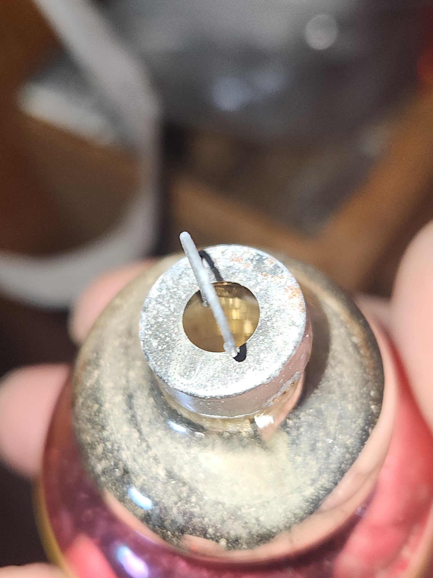 Vintage Premier Glass Christmas Ornament Lantern Silver Gold White vo8