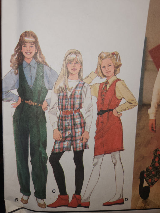 Vintage Simplicity 8631 Size AA 7-14 Girls' Jumpsuit Jumper Sewing Pattern Uncut sp2
