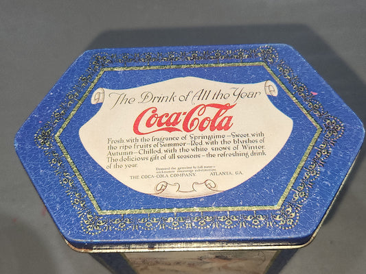 Vintage Tin Coca-Cola Blue The Drink of All the Year Coke Unique Shape cct87