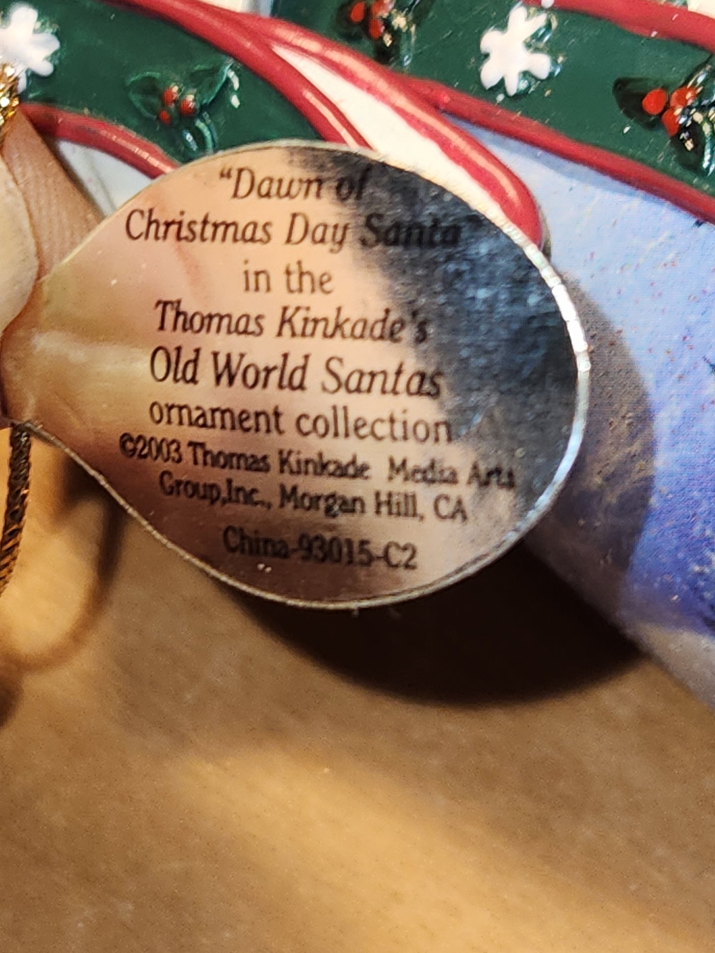 Vintage Thomas Kinkade Ashton Drake Ornament Dawn of Christmas Day Santa 2003