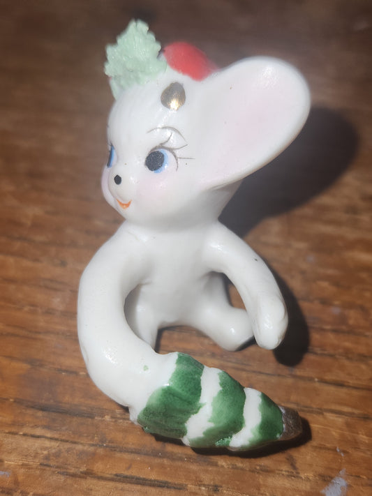 Vintage Candle Hugger Porcelain Mouse Christmas ch0