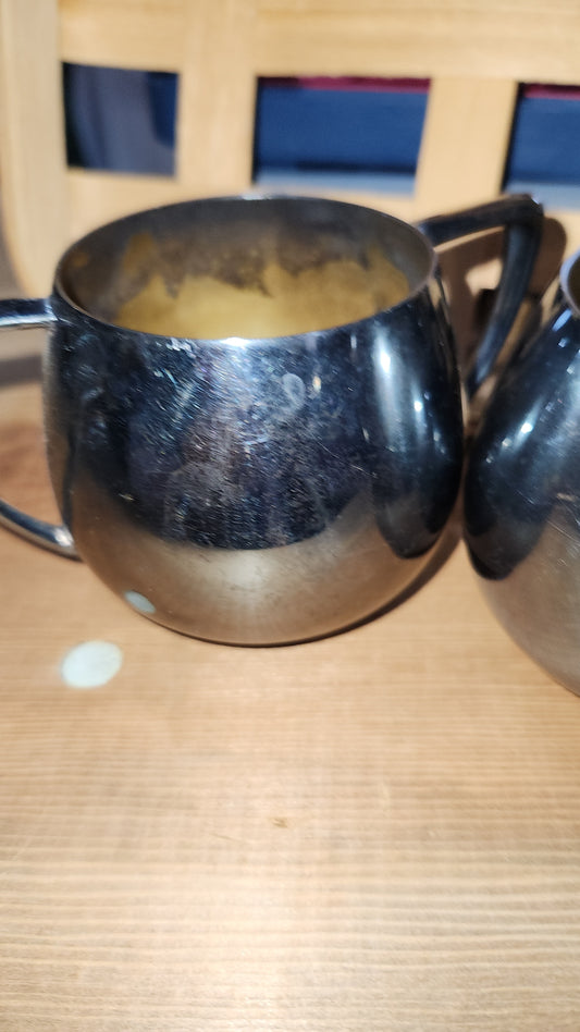 Antique vintage Empire Crafts silver plated creamer & sugar bowl. No box ss99