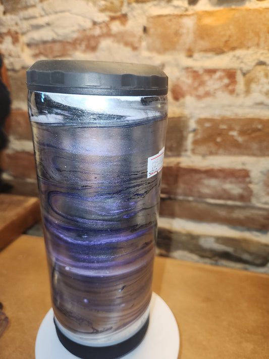 17 Oz Stainless Steel Insulated Tumbler with can cooler Top & Tumbler Top Silver Purple With Black, Rechargeable, Removeable Speaker sp10