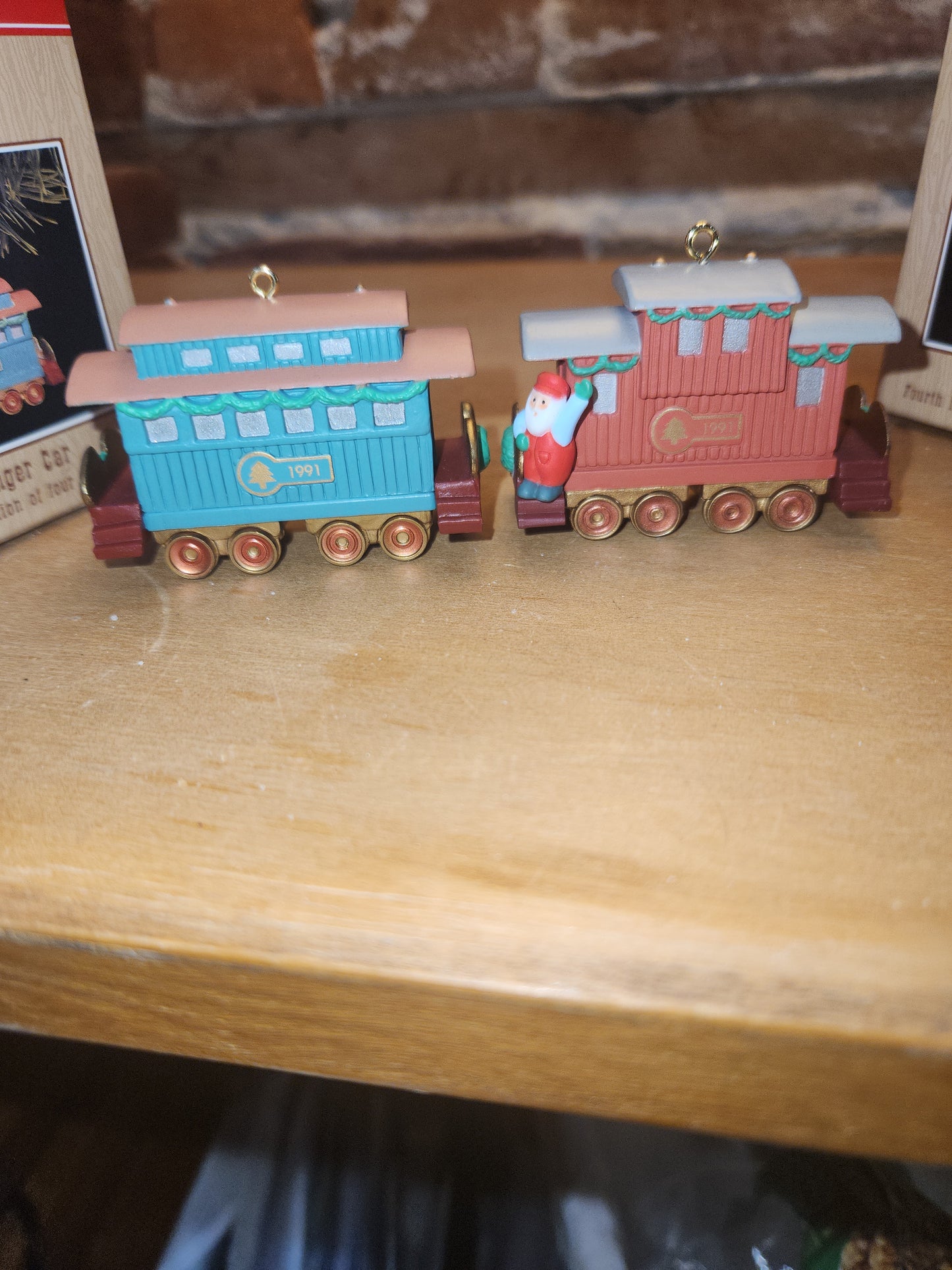 Vintage Hallmark Keepsake Ornaments Passenger Car and Caboose 3rd and 4th in the Claus & Co. R.R. 1991