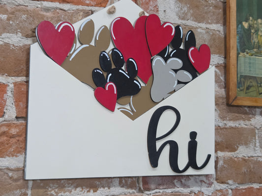 Paw Print Dog Cat Red Black Grey Tan insert for Envelope Door Sign *sign sold seperately* EI8