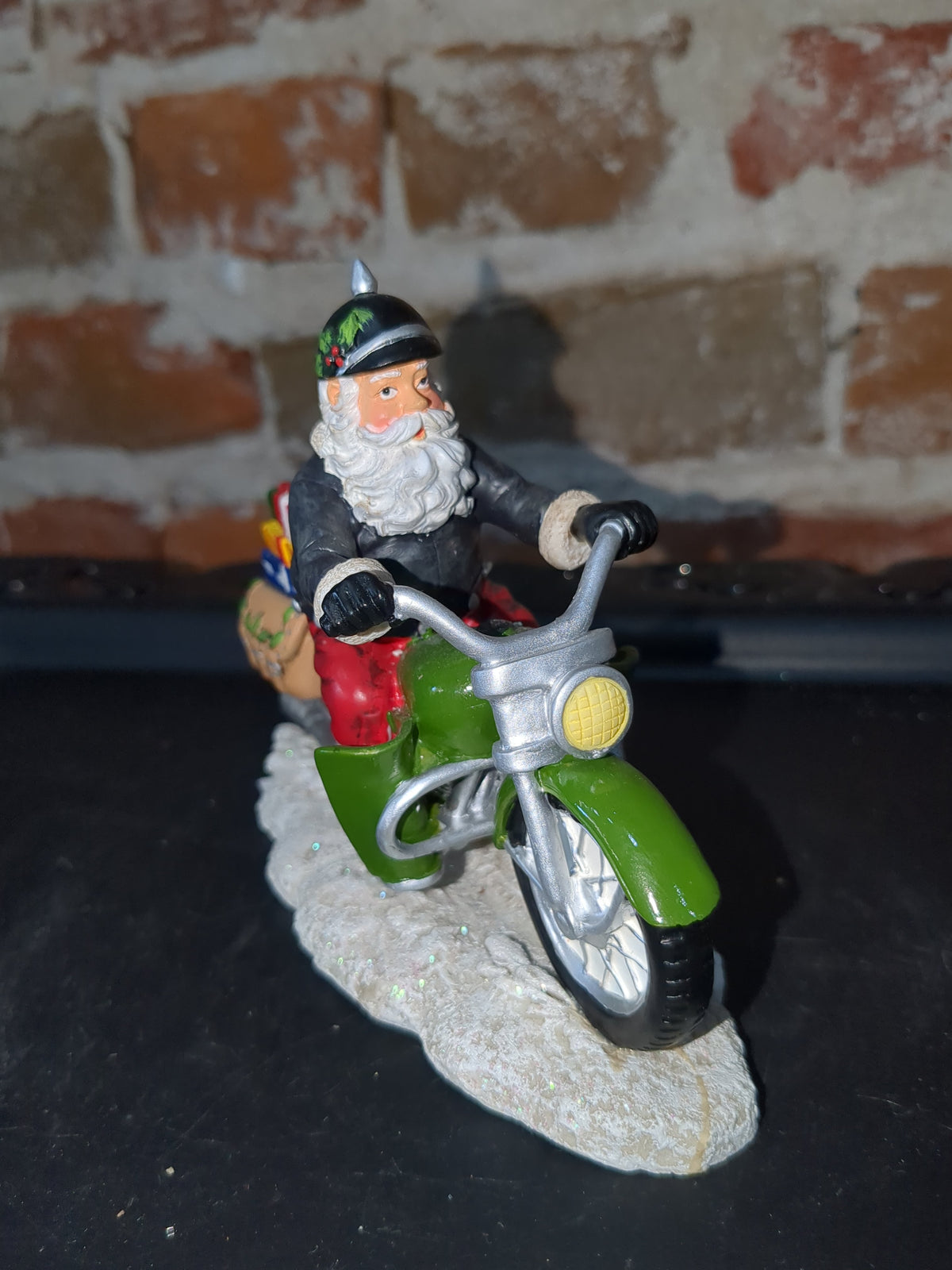 Vintage Christmas Rebel Without A Claus motorcycle Figurine "Full Throttle Christmas" Hamilton bikeR4
