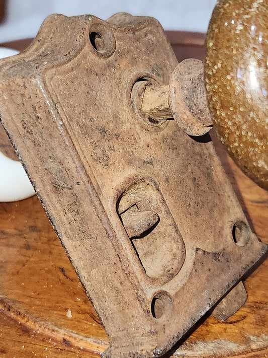 Antique Brown & White Door Knob and Lock Set kn4