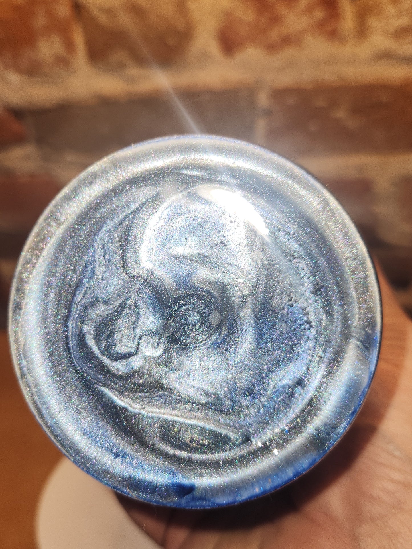 20 ounce stainless steel, Insulated, alcohol ink art Tumbler teal, Silver Blue AS IS CLEARANCE ai91