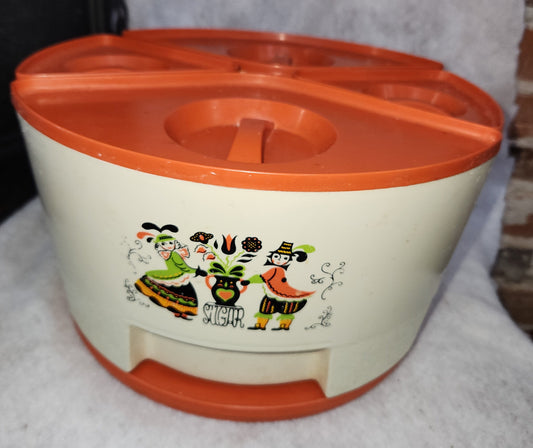 Vintage Sterilite Kitchen wedge Canister Set Flour Sugar Tea Coffee MCM mid-century can12