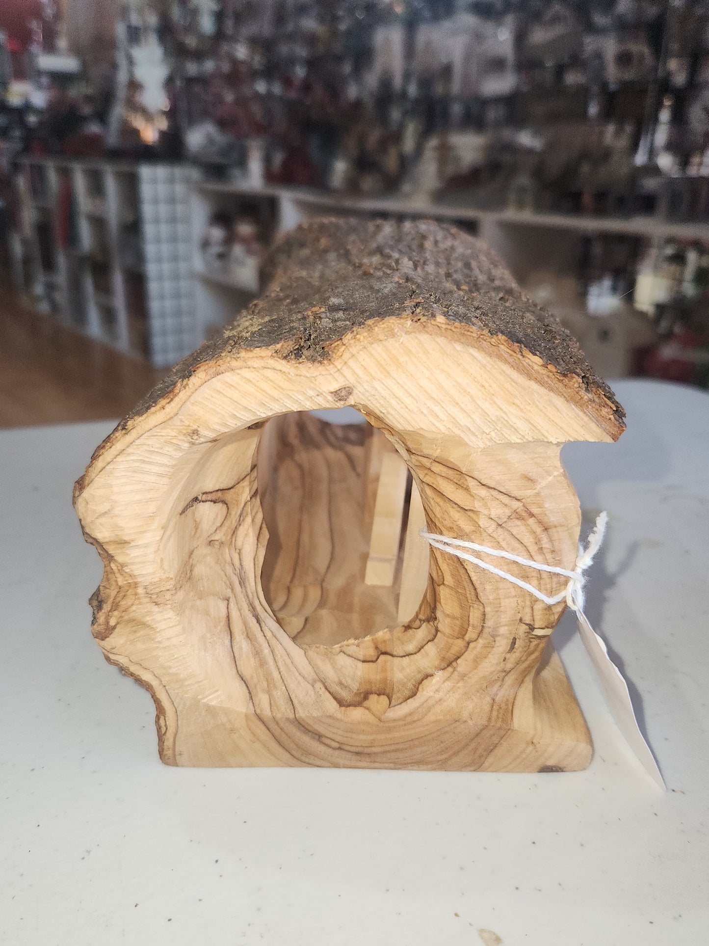 Nativity medium Grotto Carved in Olive Wood Branch Made in Bethlehem 4" x 8" n2c