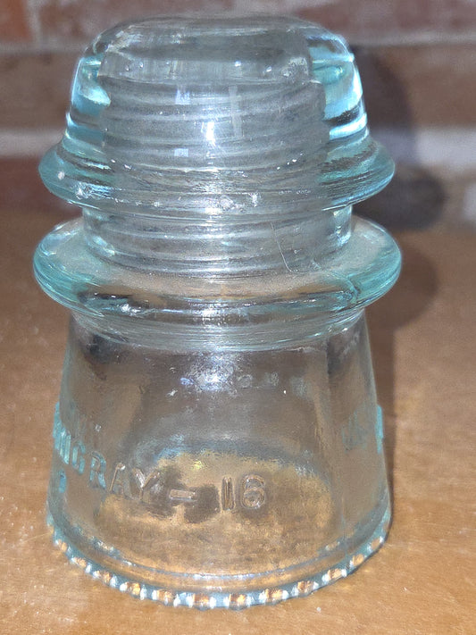Vintage Insulator Hemingray #16 Cornflower Blue Glass DAMAGED h616bd