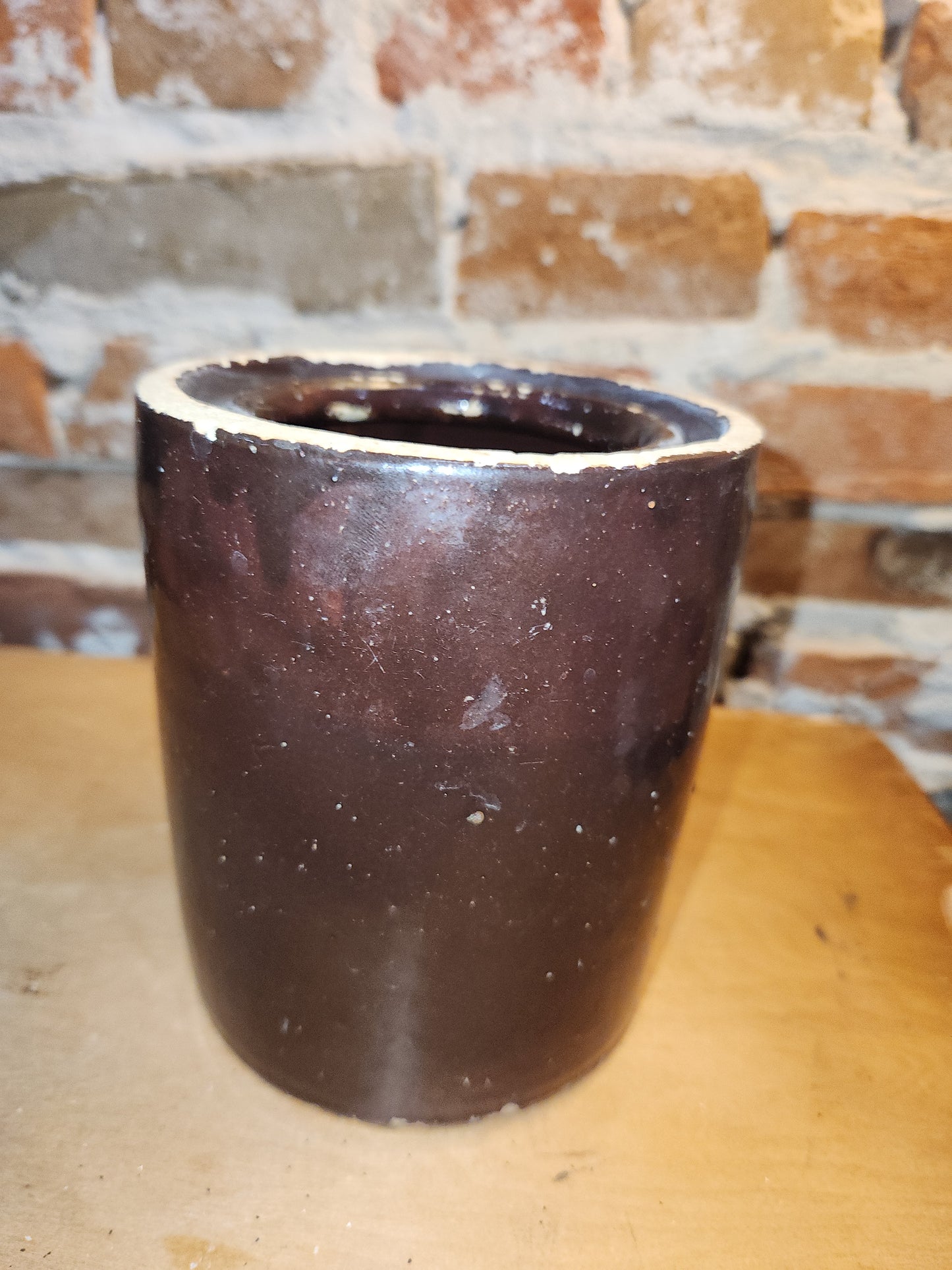 Antique Brown Glazed Stoneware Crock Jar cr5