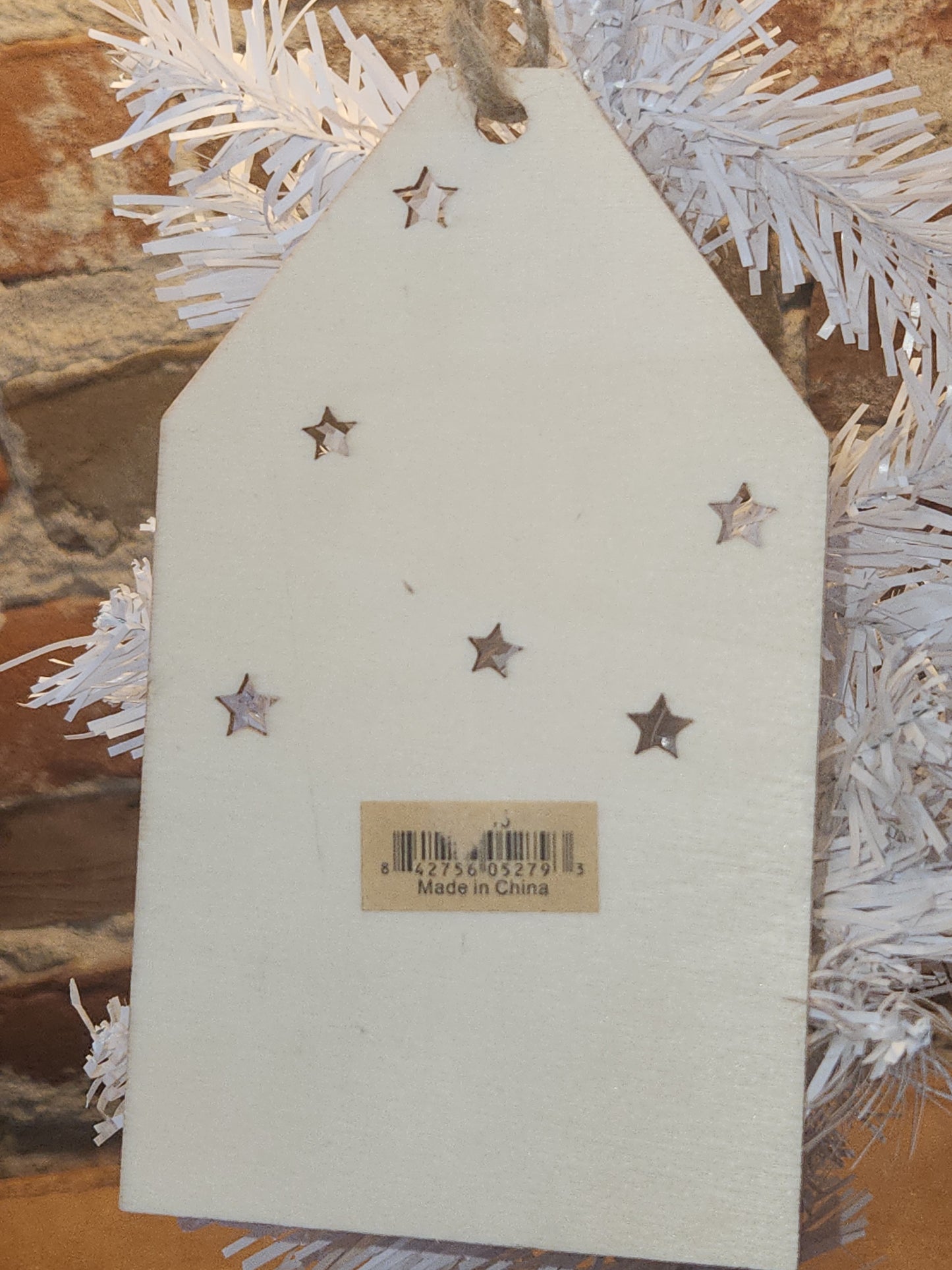 Let Us Adore Him Wooden Tag Christmas Ornament CLEARANCE co9