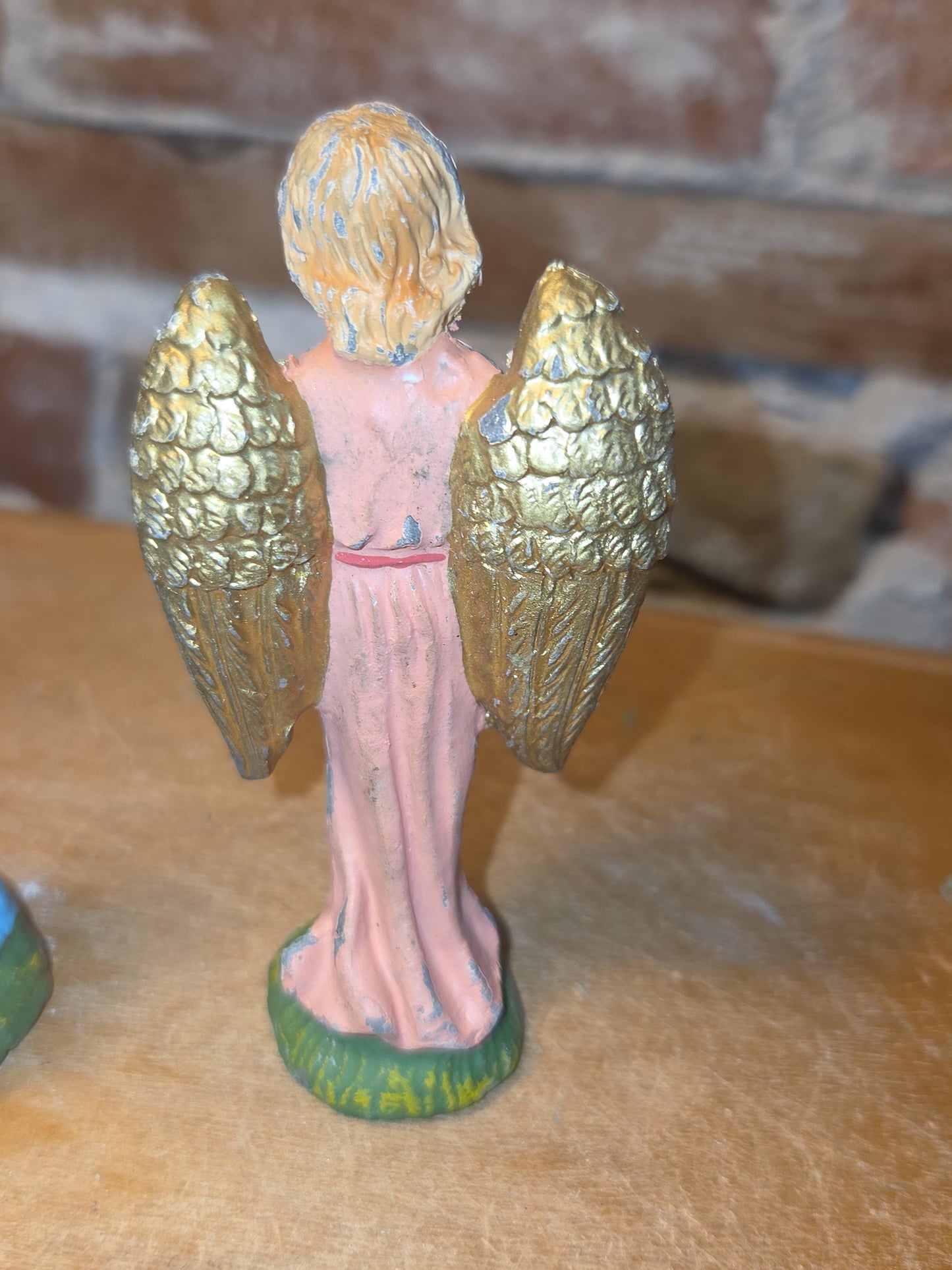 Vintage Holy Family Nativity Chalkware Paper Mache Italy 3 pieces AS IS