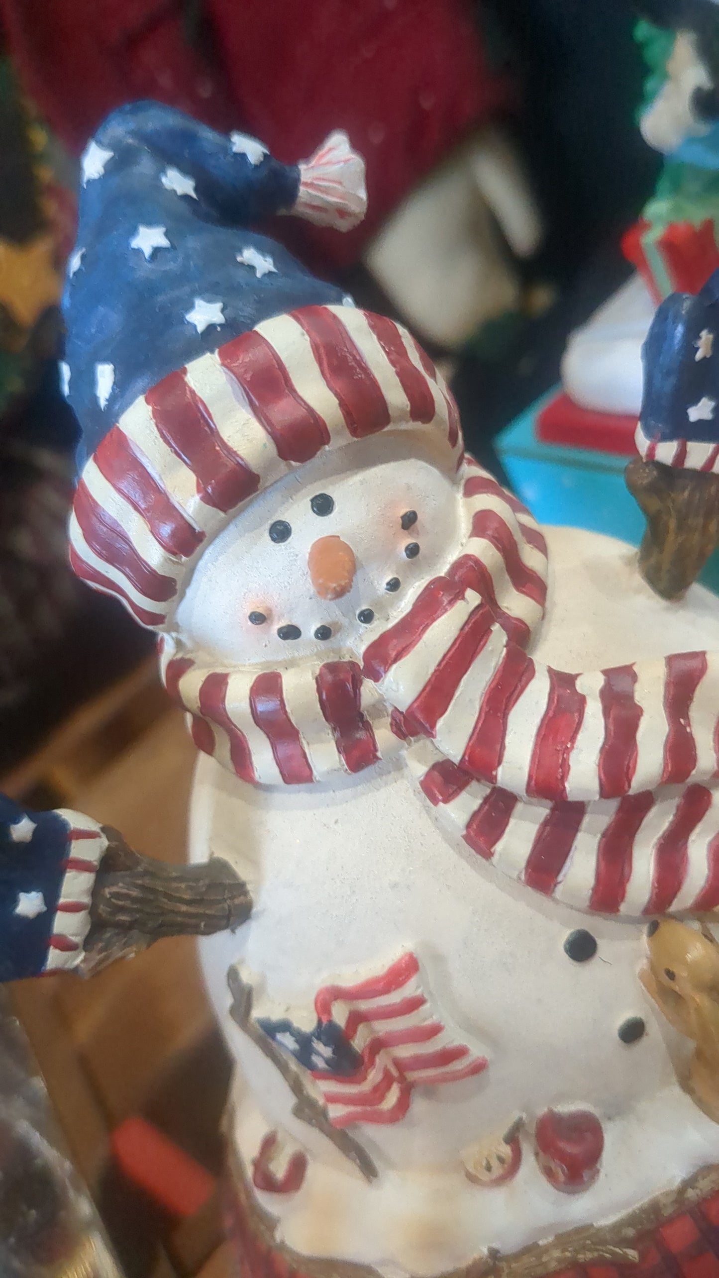 Stocking Holder Patriotic Snowman Rabbit Flag Apple