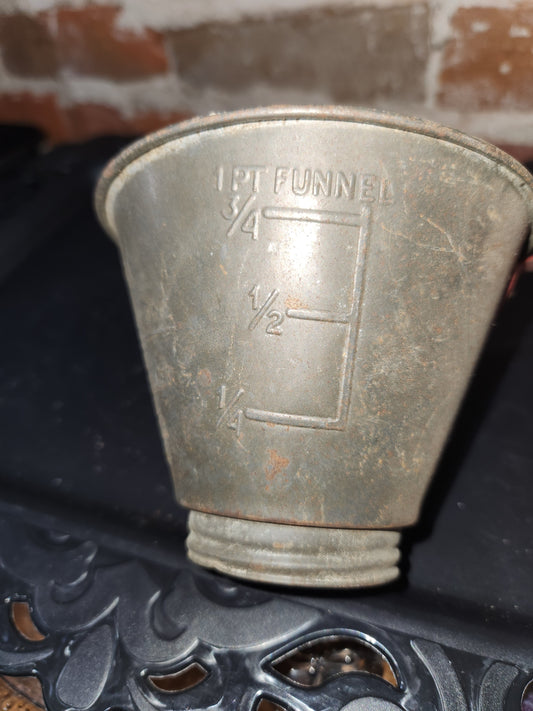 Antique Nesco Funnel 1 Pint Strainer Measure Dipper Jar Filler Red Handle alu300