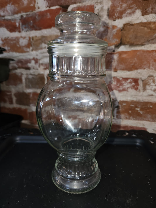 Antique Footed Hourglass Candy Jar Clear Glass Apothecary Style 9.25” H. Jar7