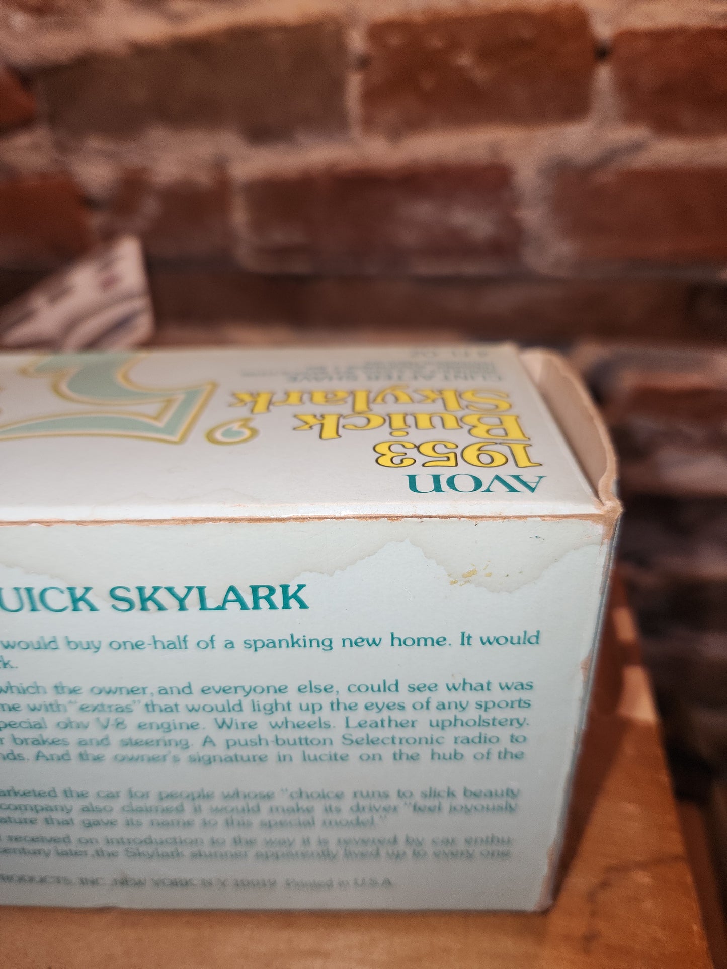 Vintage Avon 1953 Buick Skylark Clint After Shave With Unused Stickers and Original Box CLEARANCE av489