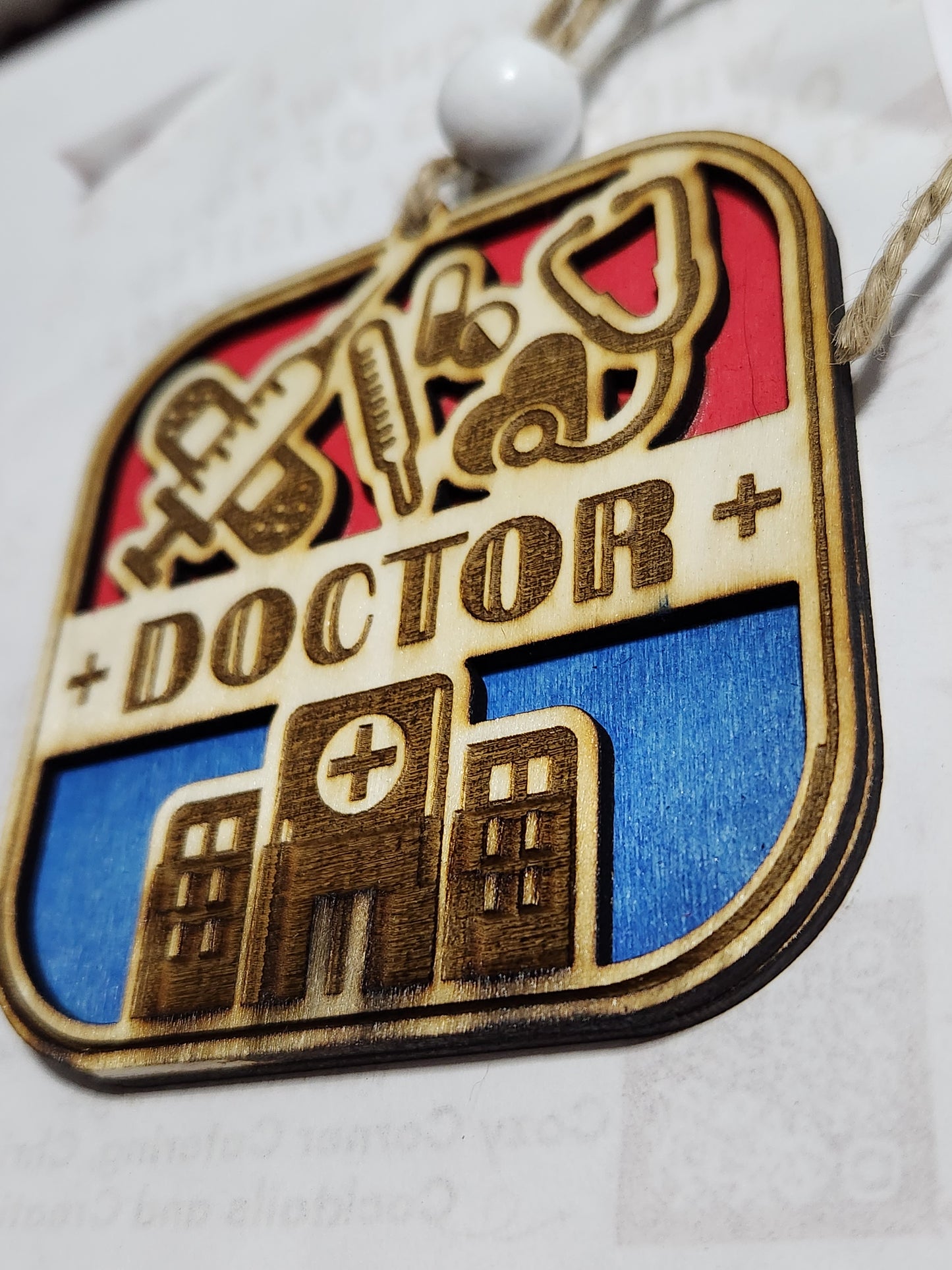 Wooden occupation ornaments or car charm -doctor