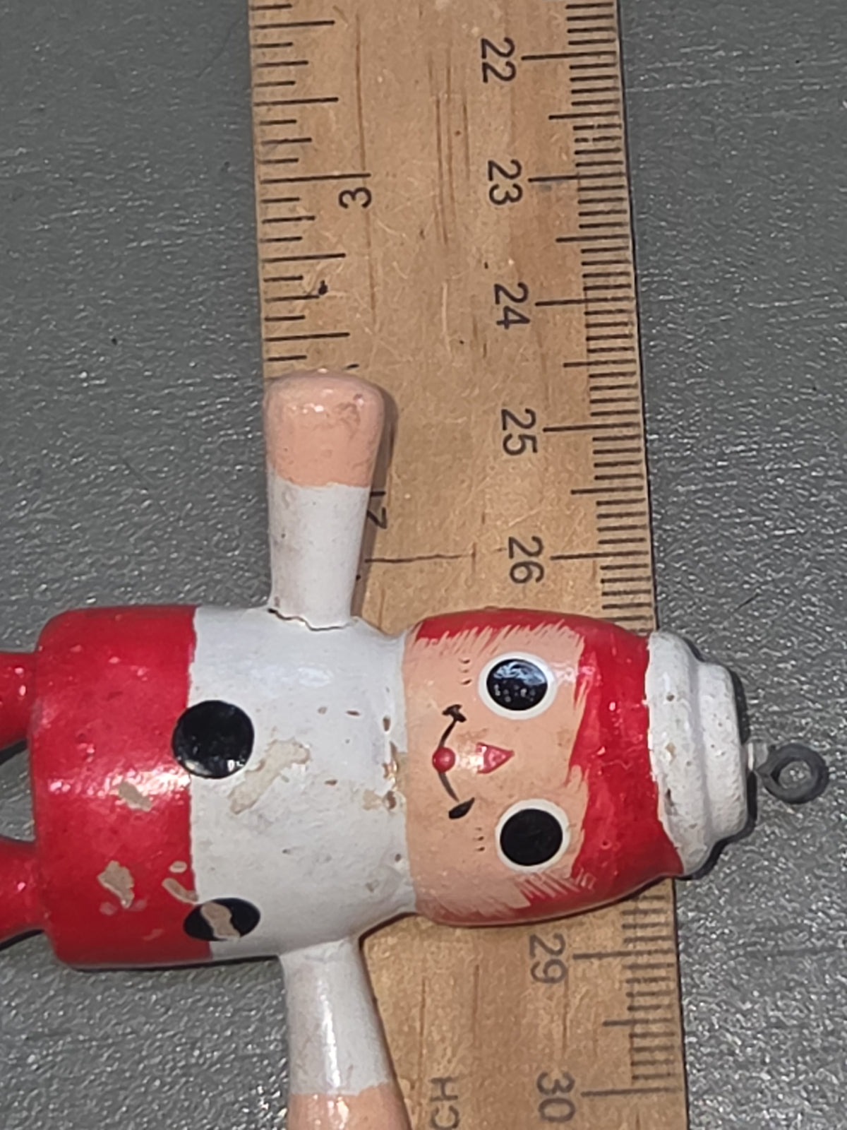 Vintage Wooden Ornaments Ragedy Ann and Ragedy Andy Set of 2 MCM Kitchy