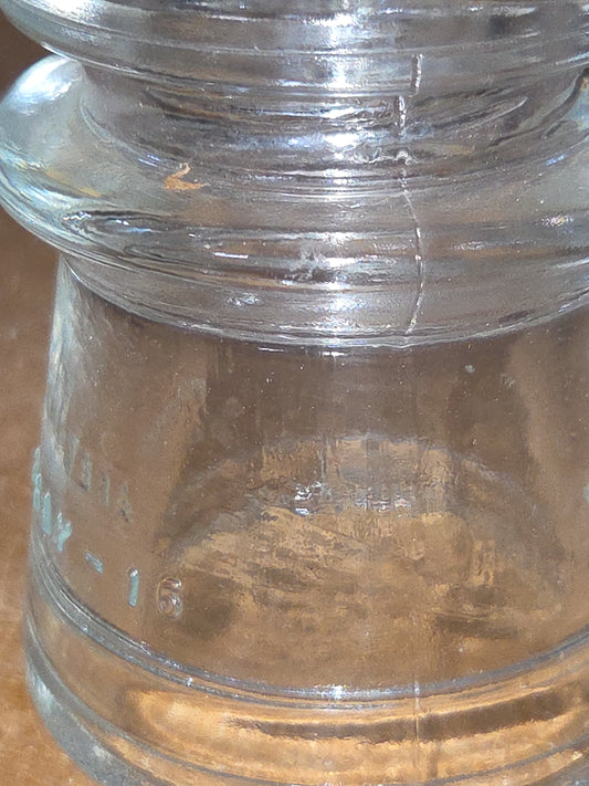 Vintage Insulator Hemingray #16 Clear Glass Cotton Blue Route h616