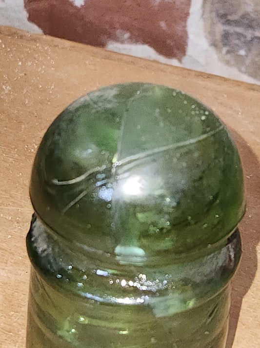 Vintage Insulator 102 Star Pony 7up Green Glass Bubbles DAMAGED si8