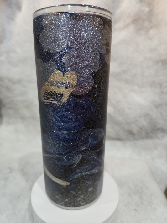 25 Oz Stainless Steel, Insulated, Glitter Flower Tumbler tgf7