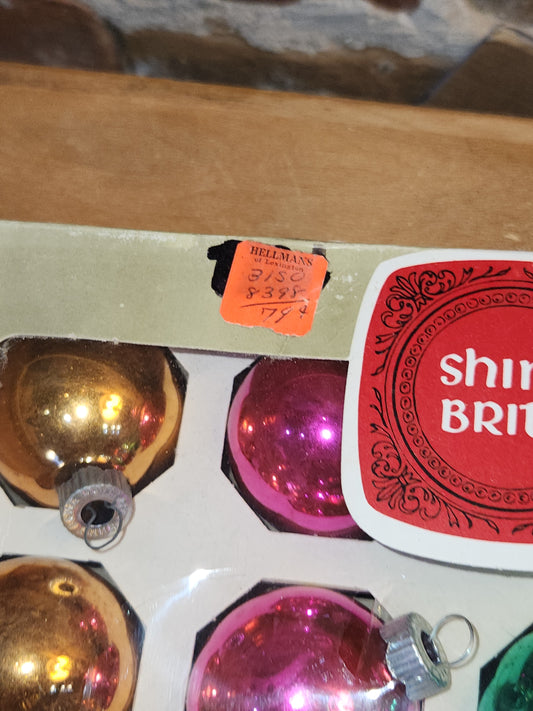 Vintage Box of Shiny Brite Ornament Assorted Colors 1 1/2" box91