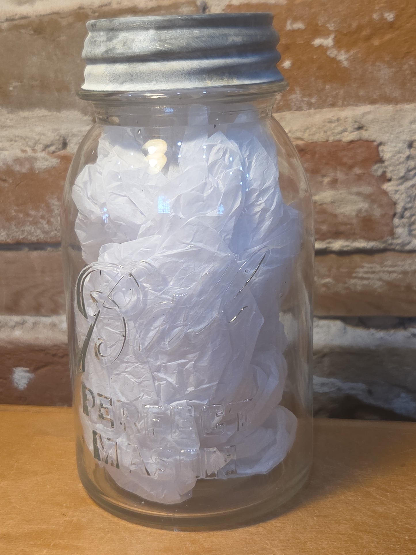 Vintage Quart Jar Ball Perfect Mason Clear Glass Ball Zinc Lid jar05
