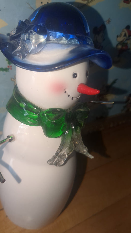 Acrylic snowman with detachable arms for easy storage