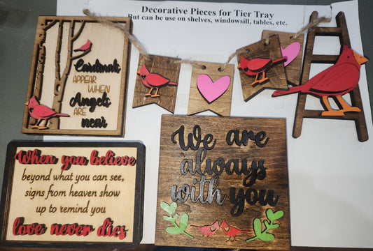 Tier Tray Decorations Handcrafter Cardinal Memorial Memory Angels ttc3