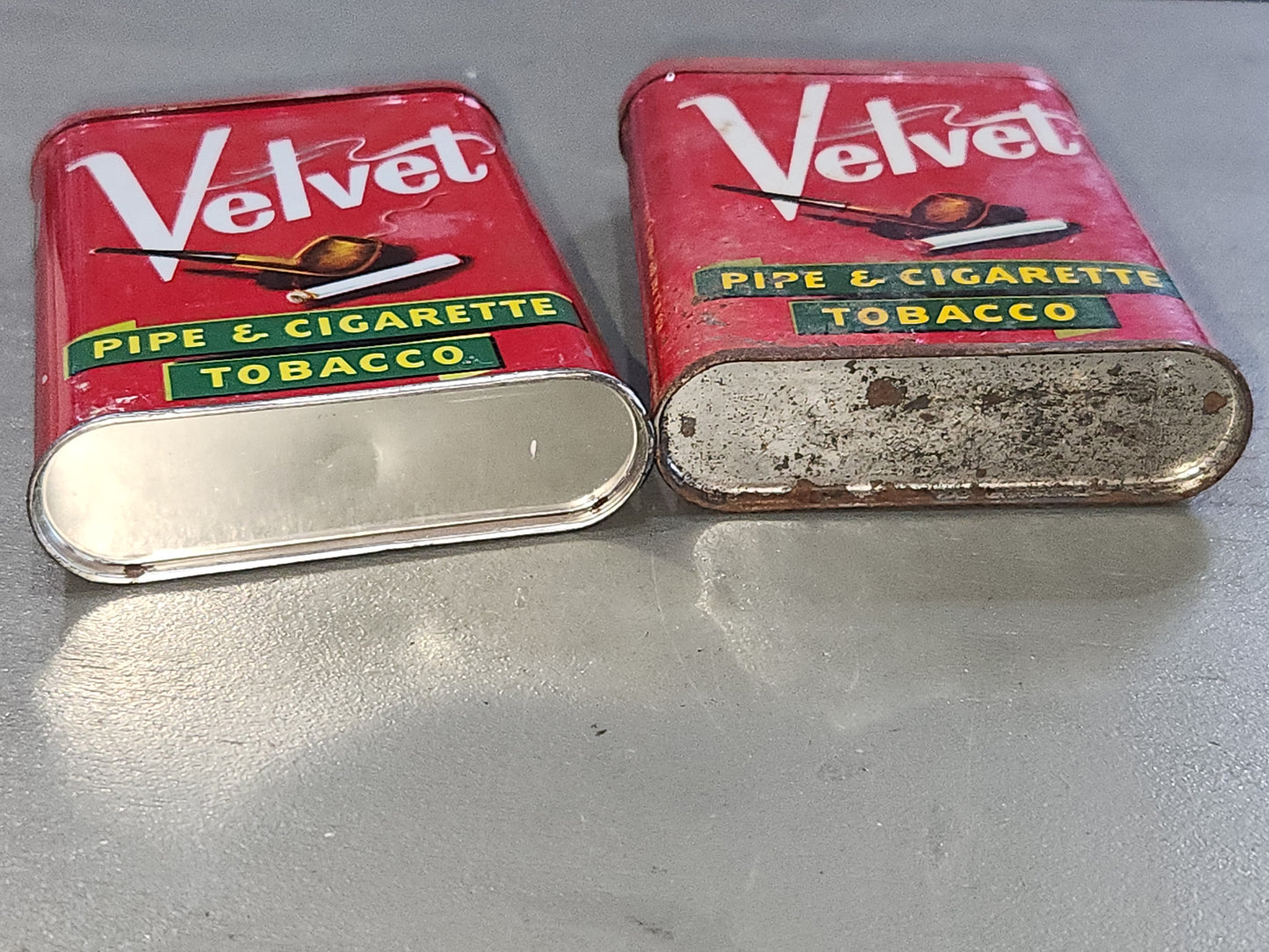 Vintage Tobacco Tins Velvet Pipe & Cigarette Liggett & Myers Set of 2 As Is tin711