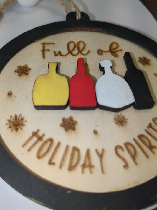 Wooden ornament or car charm. Full of holiday spirits.