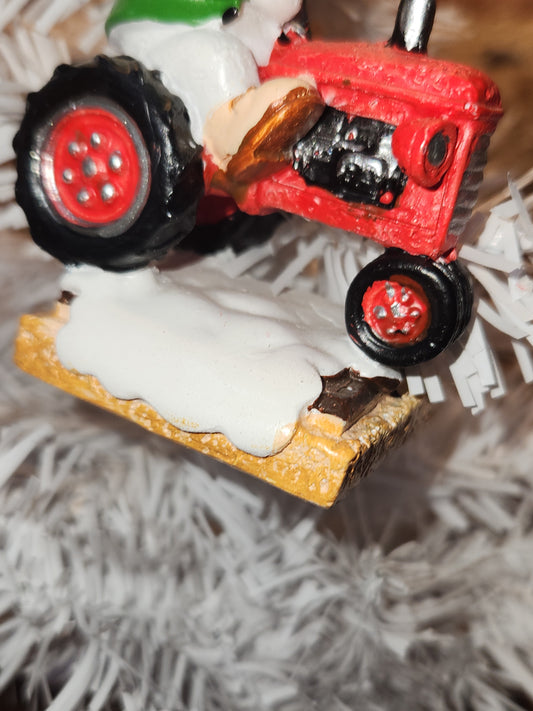 S'Mores Marshmallow Farmer Tractor Ornament mo1