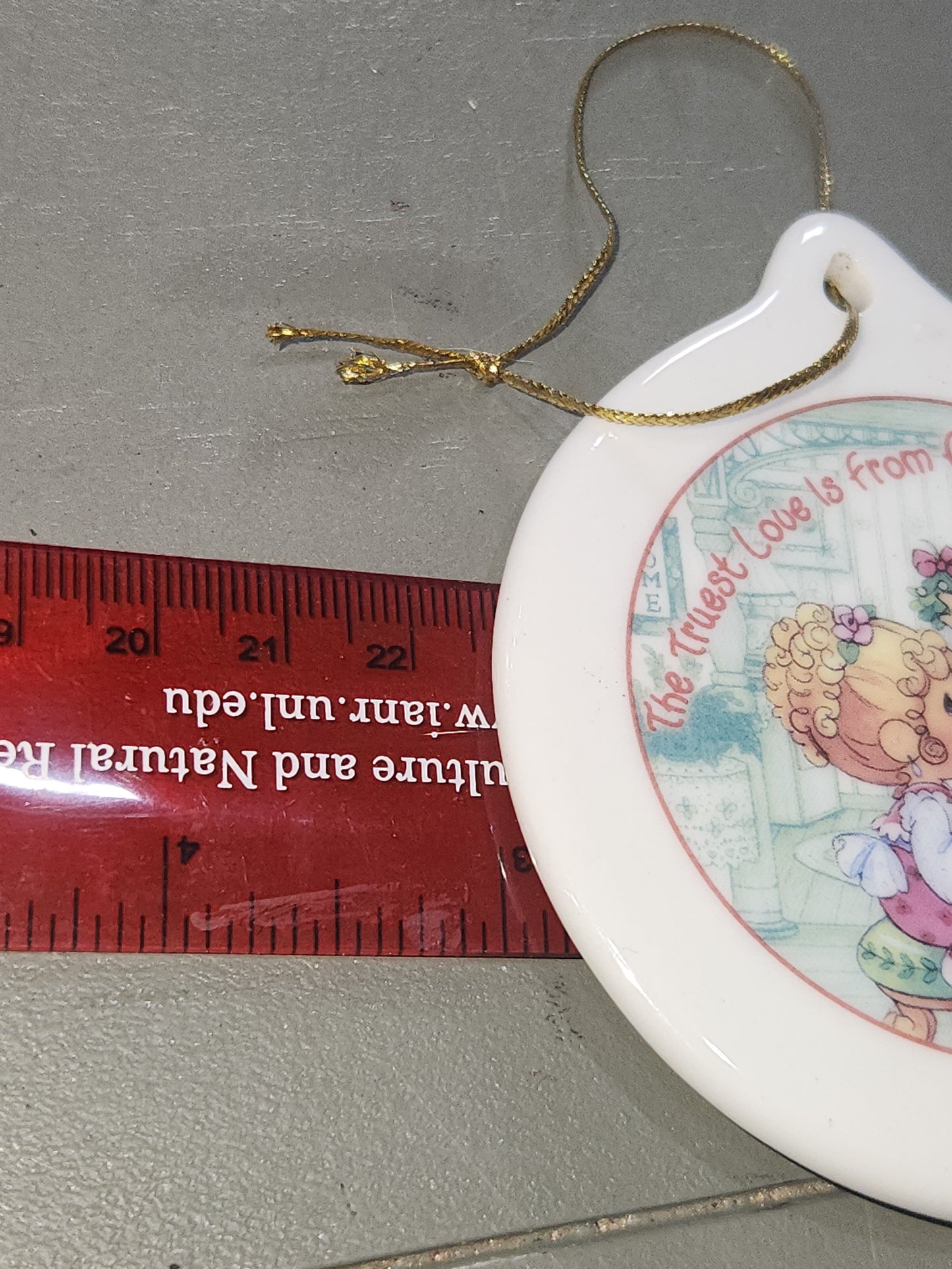 Precious Moments Ornament Round Porcelain 2001 Ice Skater Love 2 Sided 3"