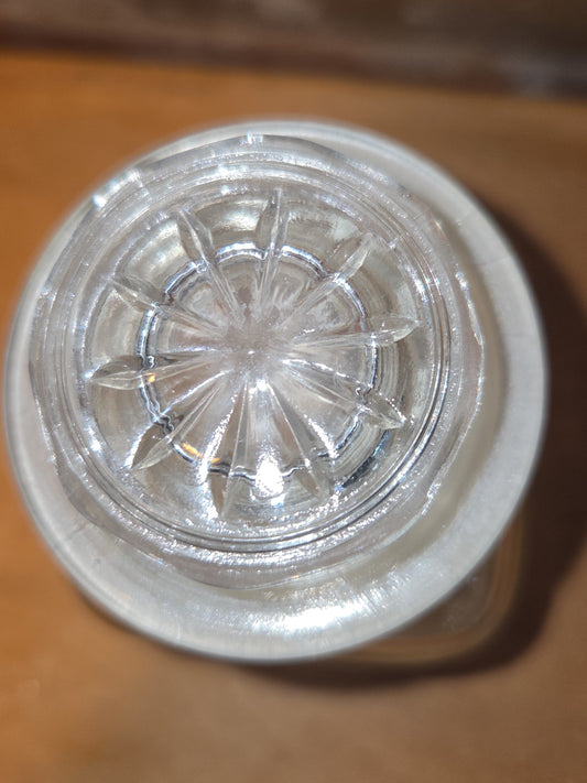 Vintage Clear Glass Square Canister with Sunburst Lid 2 1/2" square sj1