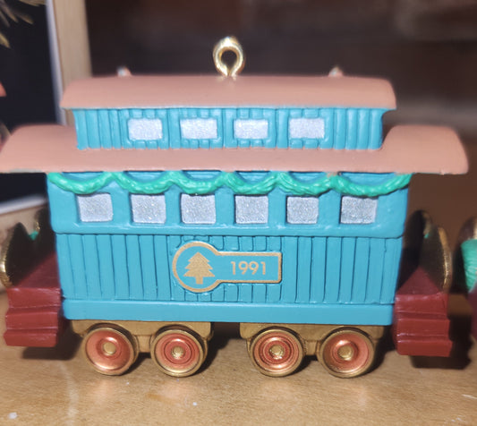 Vintage Hallmark Keepsake Ornaments Passenger Car and Caboose 3rd and 4th in the Claus & Co. R.R. 1991